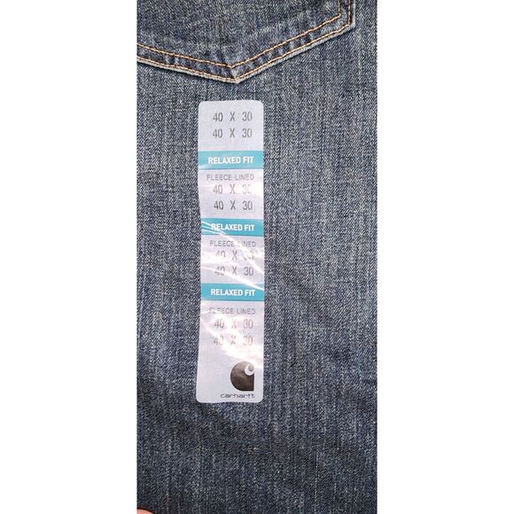 NWT Carhartt Men's Fleece Lined Relaxed Fit Blue Denim Jeans Size 40 x 30. - Picture 5 of 5